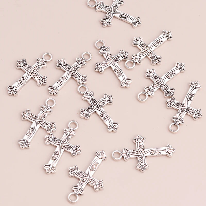 Leslie 20 stücke Legierung Kreuz bezaubert religiöse Kruzifix Anhänger für DIY Schmuck machen Accessoires hand gefertigte Ohrringe Halsketten – Detail 2
