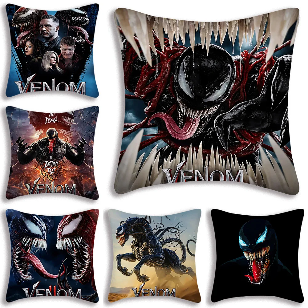 Marvel Hot Movies Venom The Last Dance Pillow Cover Cartoon Sofa Decorative Home Double-sided Printing Short Plush Cushion Cover