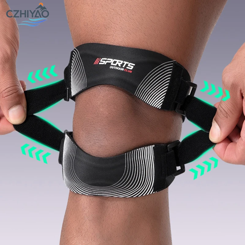 

CZHIYAO Adjustable Knee Pads with Dual Silicon Strips for Both Women and Men for Volleyball Tennis Squats Basketball Running