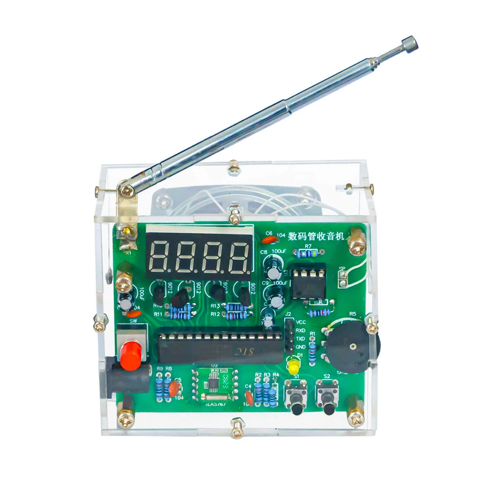 

DIY FM цифровой ламповый радио комплект электронный регулируемый 87,5-108,1 МГц комплект для практики пайки RDA5807 радиомодуль LM386 усилитель 5 В