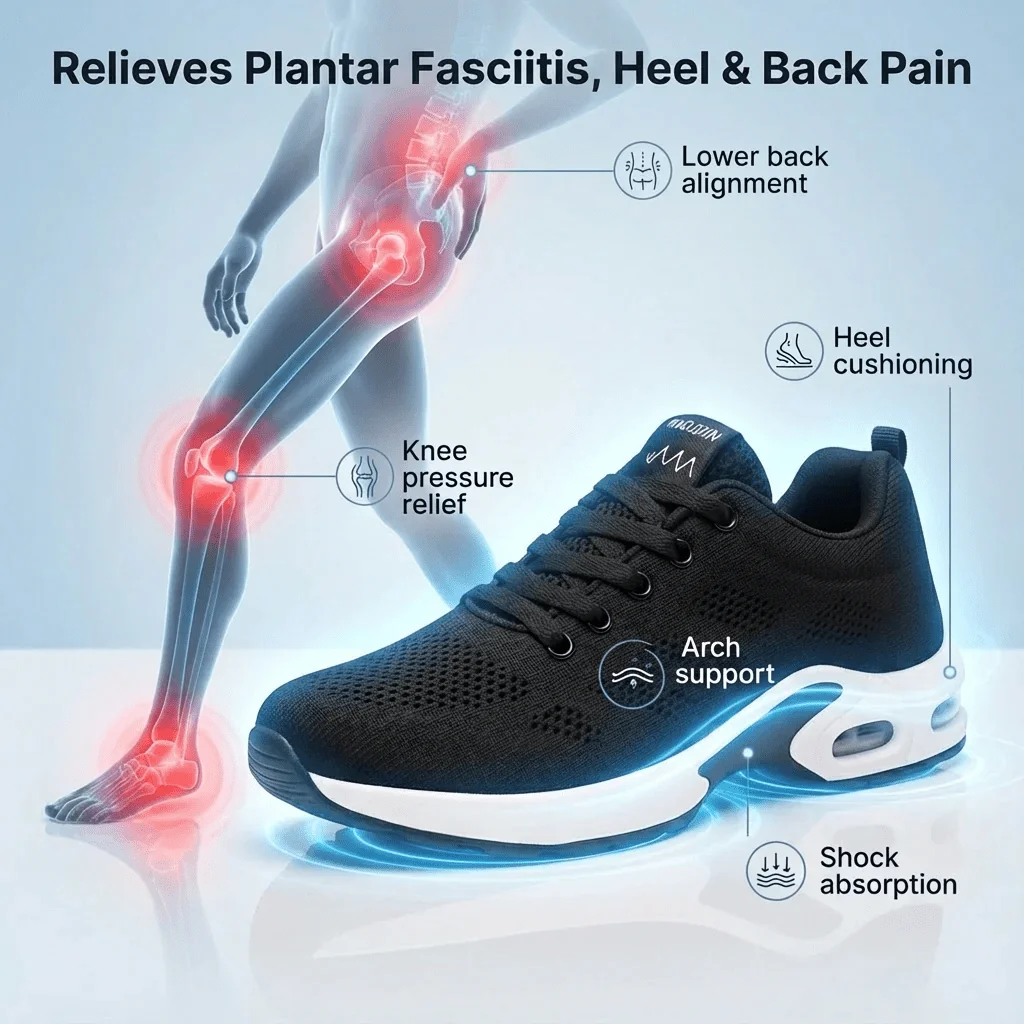 2026 New Orthopedic Work Sneakers. Wide Toe Box With Arch Support, Non-Slip Air Cushion Design, Comfy For Long Standing, Work And Daily Use.