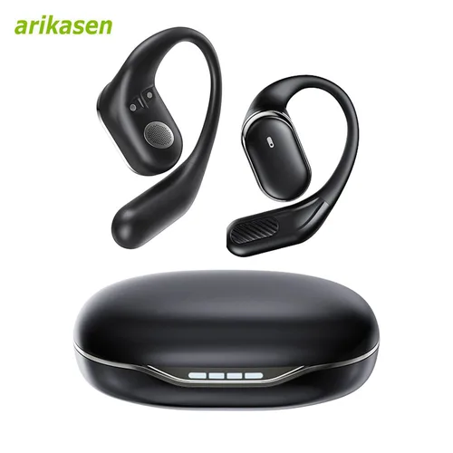 Auriculares Bluetooth 5,4, auriculares inalámbricos con oreja abierta, 60 horas de reproducción, micrófono Dual, llamada clara, auriculares deportivos de conducción de aire