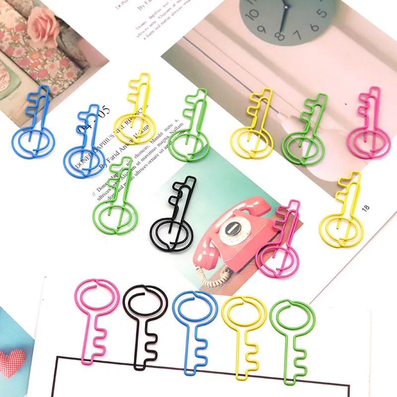 Schlüssel Form Metall Büroklammern Binder Bunte Büro Schreibwaren Zubehör Papier Material Ordner Büro Bindung Liefert