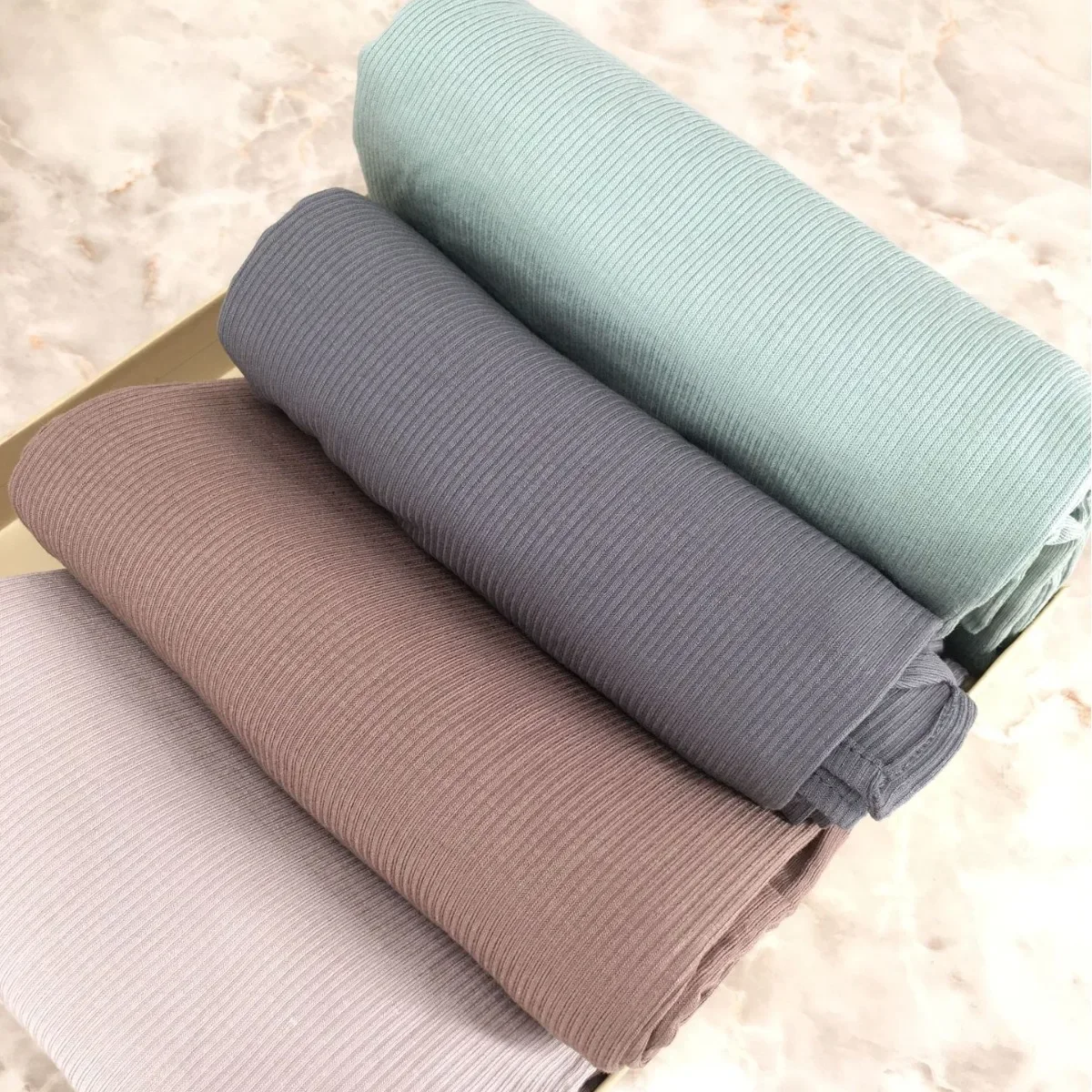 New Bamboo Ribbed Jersey Hijab Scarf for Women Elastic Breathable Thread Knitted Scarf Women\'s Soft Striped Headscarf Bandana