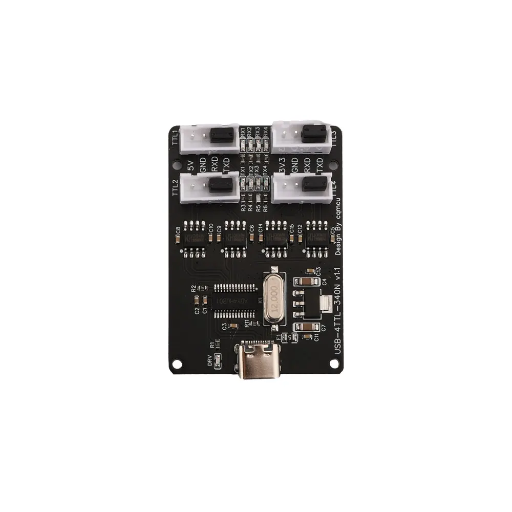 4CH USB to TTL Serial Module TTL Type-C Interface with CH340N Chip and Indicator Support 1200-2Mbps Speed