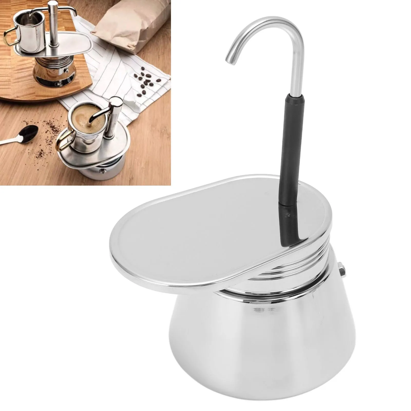 

Single Spout Mocha Pot Stainless Steel Hand Pour Latte Classic Coffee Pot for Home Office Kitchen Accessories