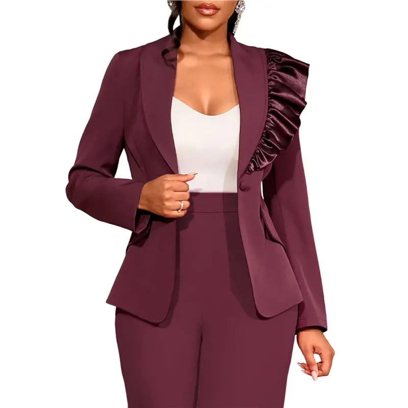 

Женский пиджак CYL-Blazer с воротником-шарфом, длинными рукавами, облегающий, с пэчворком и пуговицами, элегантный, модная женская одежда