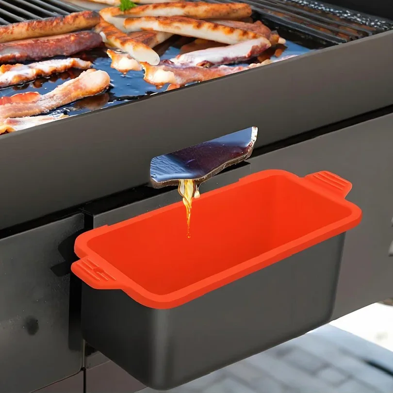 Silicone Barbecue Oil Collection Box Foldable Silicone Oil Receptacle for Blackstone Foldable Grease Lined Silicone Pad