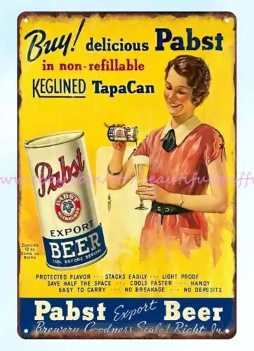 plaque design 1935 PABST EXPORT BEER KEGLINED TAPACAN metal tin sign