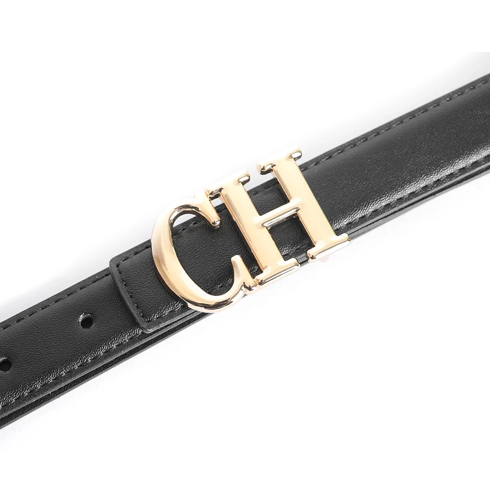 Narrow Cowhide Luxury Designer Brand Letter Belt High Quality Women Genuine Real Leather Dress Strap for Jeans Waistband 2.3cm