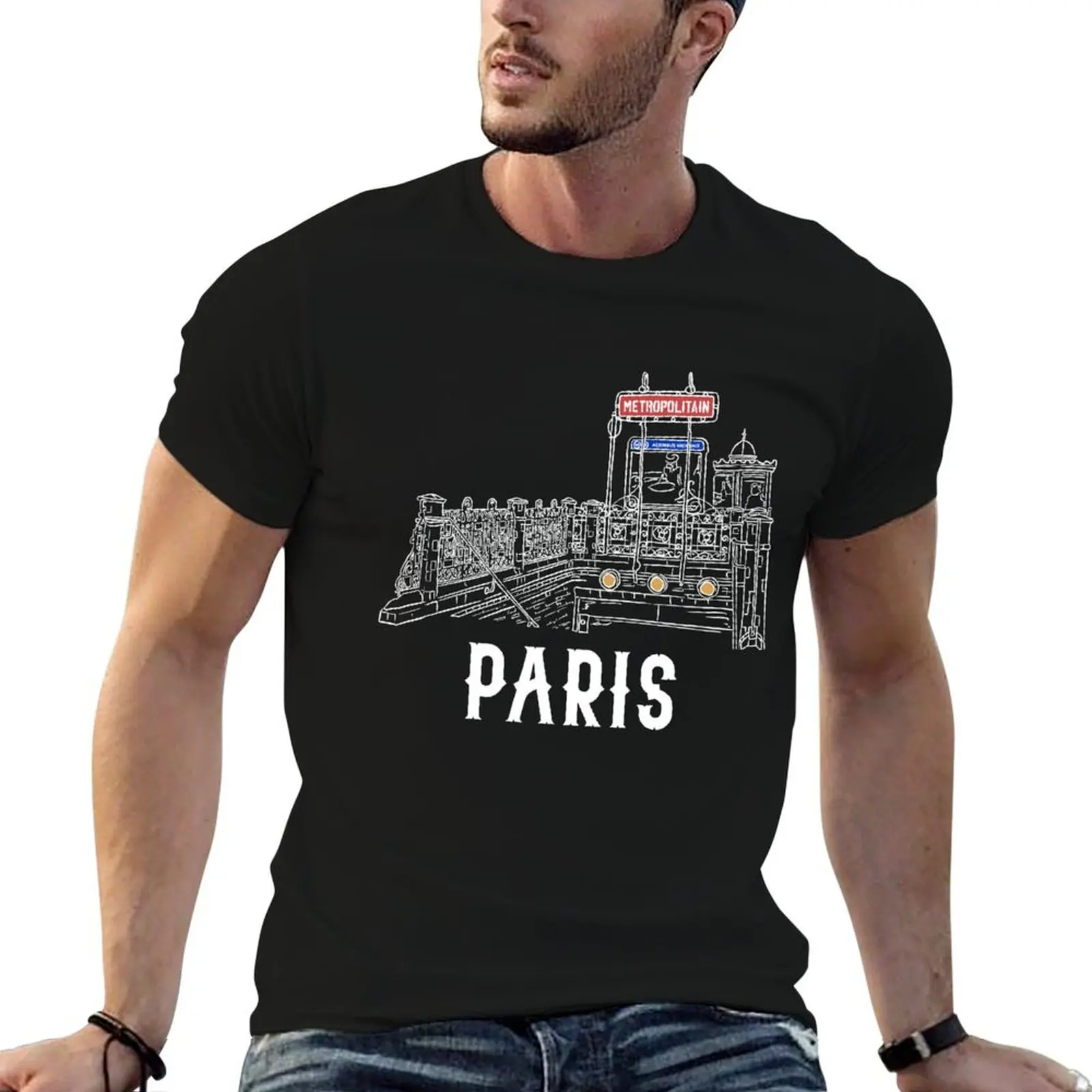 Hemden Mann Metro Shirt T-Shirt T-Shirt T-Baumwolle Paris 100 % französische Baumwolle Design T