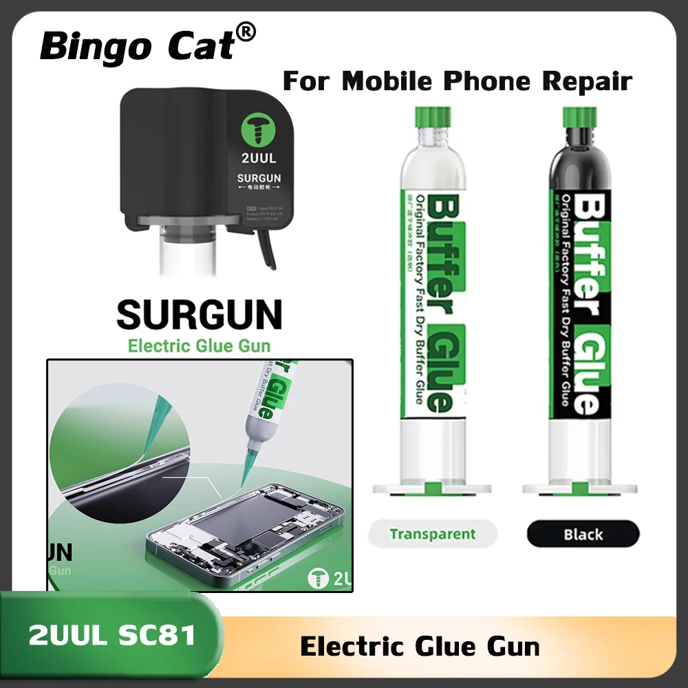 2UUL SC81 Electric Glue Gun Portable Glue Dispenser Type C Charging for 17.5mm Glue Stick for Mobile Phone Mainboard Repair Tool