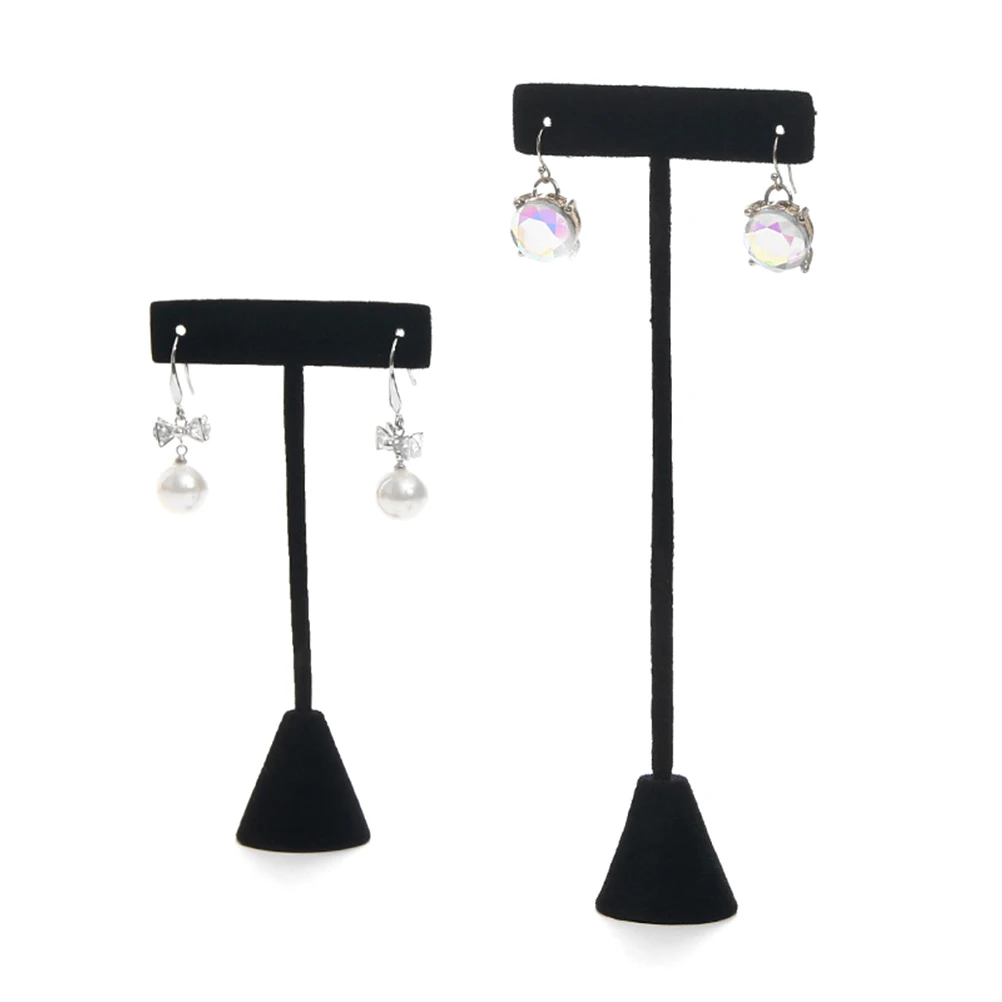 

2 Pcs Earring Rack Jewelry Stand Display Holder Organizer for Selling Watches Rings Accessories T Shaped Flocking