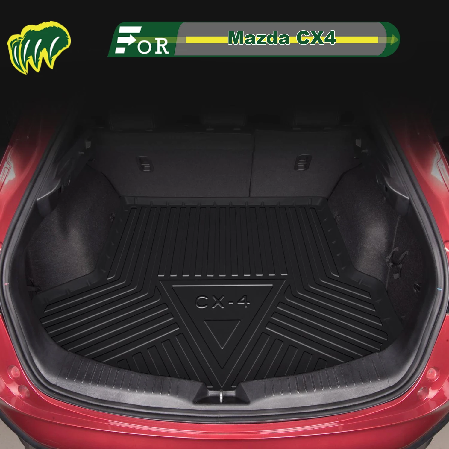 

Для Mazda CX4 2016-2025 TPE индивидуальный коврик для багажника автомобиля всесезонный коврик для багажника 3D-образный коврик для багажника Защитный коврик для заднего багажника