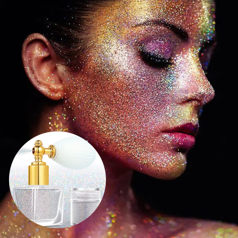 1 Set Glitter Powder Spray Body Highlighter Shimmer Makeup Face Hair Silver Sparkling Dust For Party Wedding Birthday
