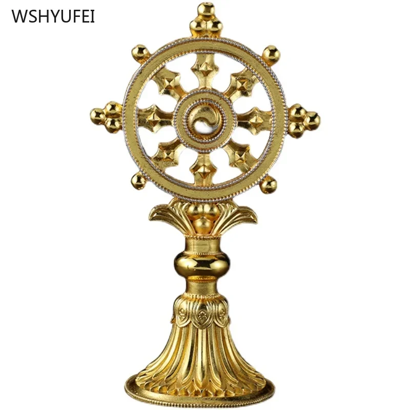 alloy Golden Dharma Wheel Pendant Buddhist temple supplies Temple Sacrifice living room Xuanguan Desktop decoration feng shui