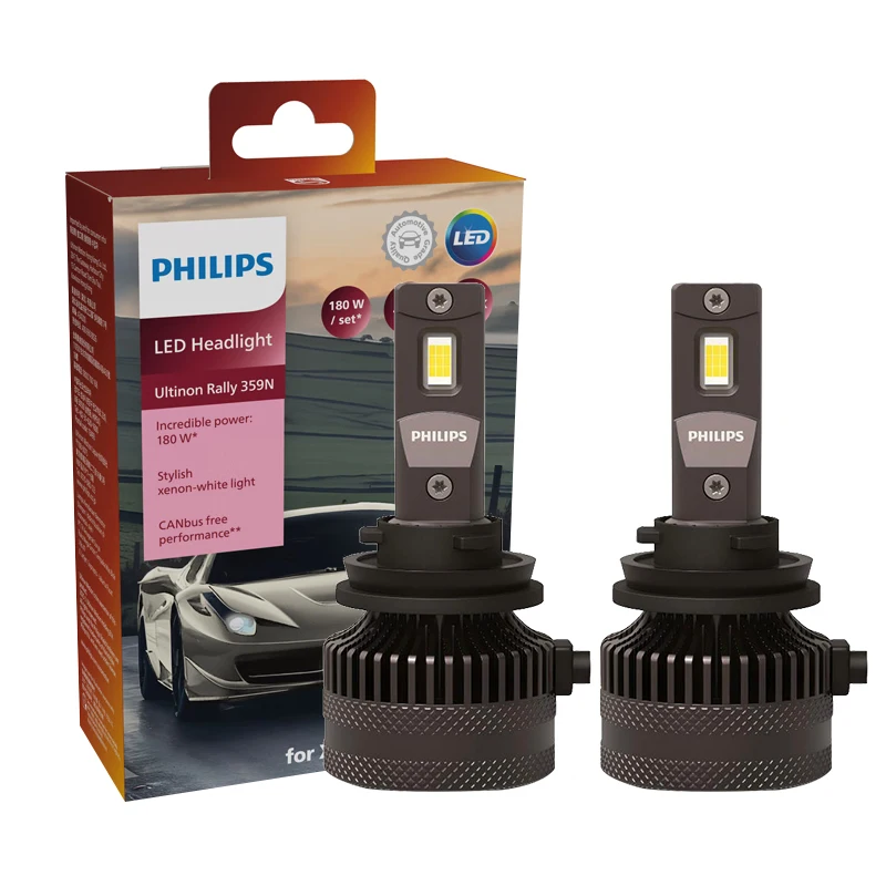 Philips LED 15000lm Ultinon Rally 3590 H4 H7 H8 H11 HB3 HB4 H19 HIR2 H1 Autokoplamp 6500K Wit Max. vermogen 180W 12V 4200K U359N - afbeelding 1