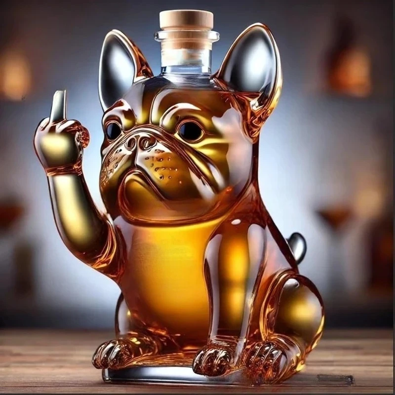 Funny Middle Finger Whiskey Glass Decanter Turtle Dog Glass Whiskey Wine Bottle Statue Decoration For Bar Office Home - view 2