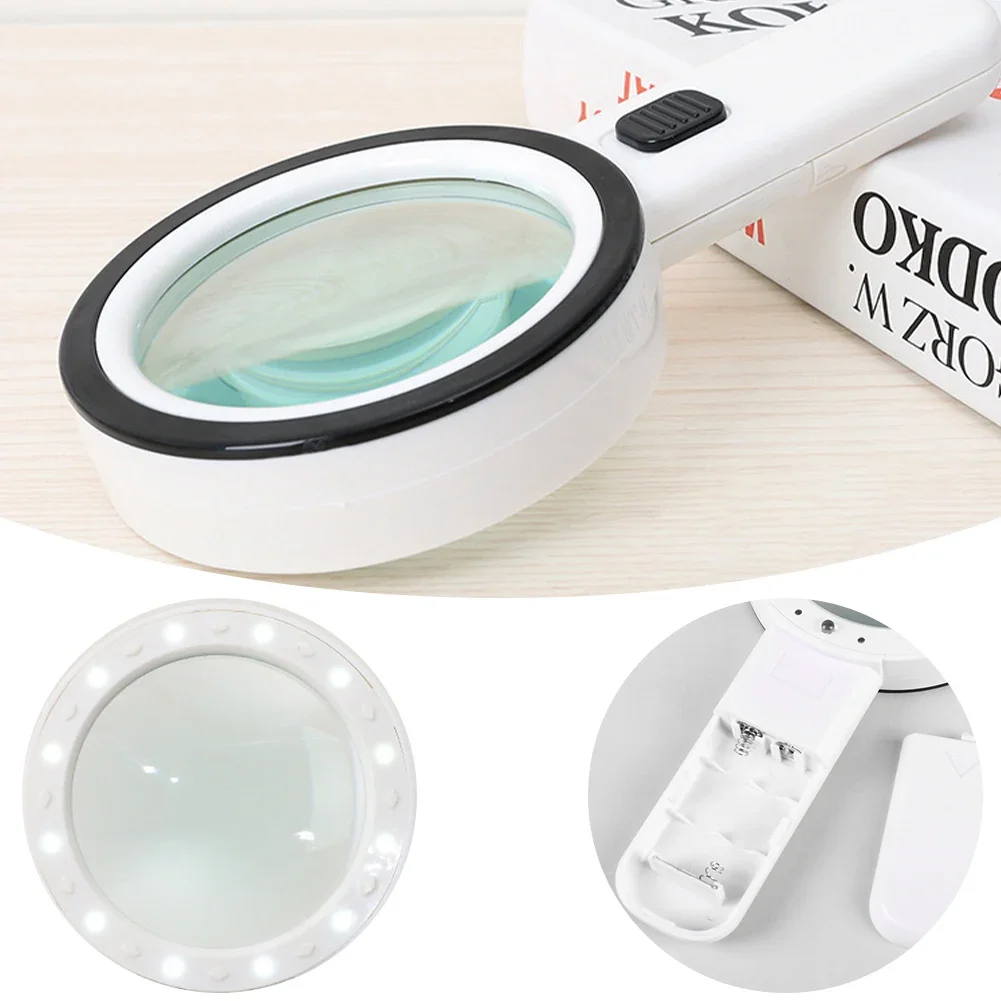 45X/30X Handheld Reading Magnifier Illuminated With LED Microscope Lens Jewelry Magnifying Reading Jewelry Glass Repair Tool