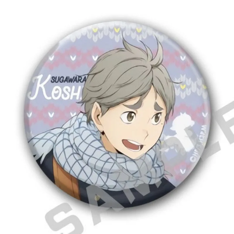 Shoyo Hinata Tobio Kageyama Anime Badge Haikyuu 58mm Round Brooch Collection Kawaii Cartoon Goods Bag Pendent Decor Collection