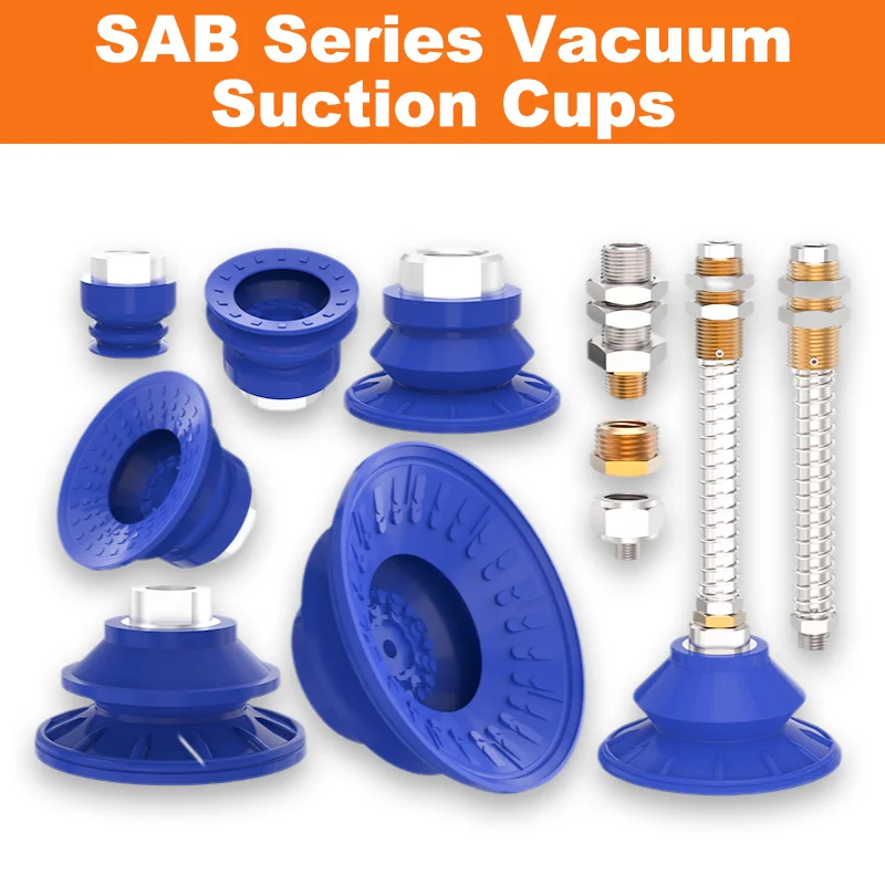 SAB Series NBR Rubber Vacuum Suction Cups SAB22/30/40/50 Corrugated Strong Force Gripper for Industrial Automation