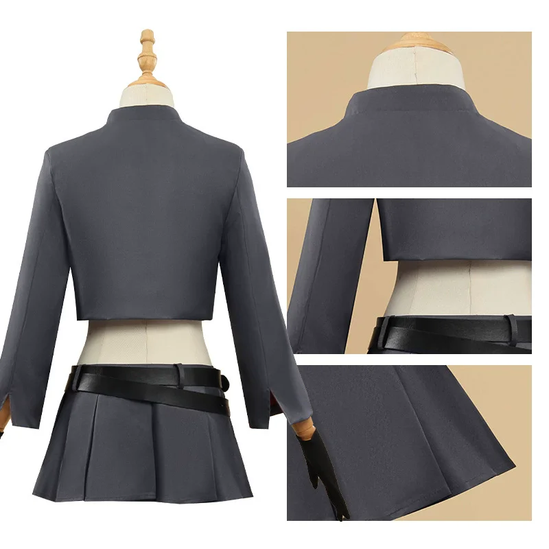 Disfraz de Anime Noragami Bishamon, chaqueta gris, falda, sombrero, peluca, mujer, traje Sexy de Carnaval y Halloween