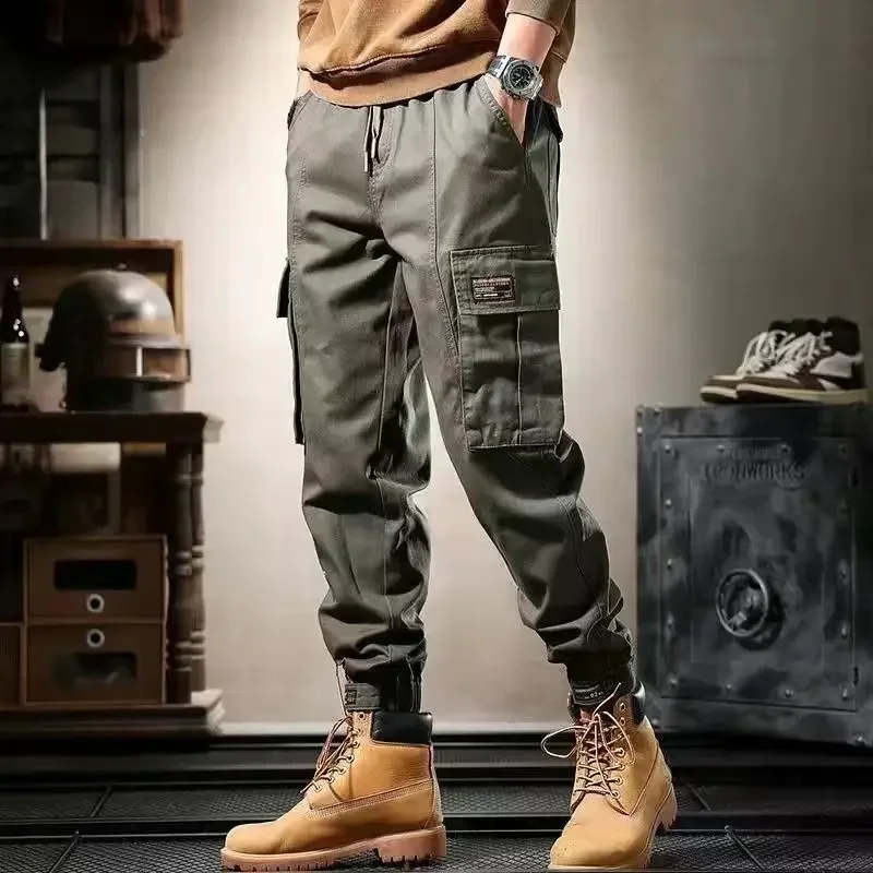 

Male Trousers Multi Pocket Black Men's Cargo Pants Autumn Multipockets Regular Fit Cotton Big Size Large High Quality Emo Cheap