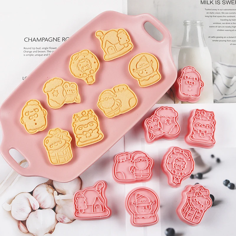 8 יח'\סט עוגיה נושא חג המולד תבניות סנטה claus elk איש שלג gingerbread גבר דפוס גבר ביסקוויט חותך עוגות מסיבה קישוט ציוד