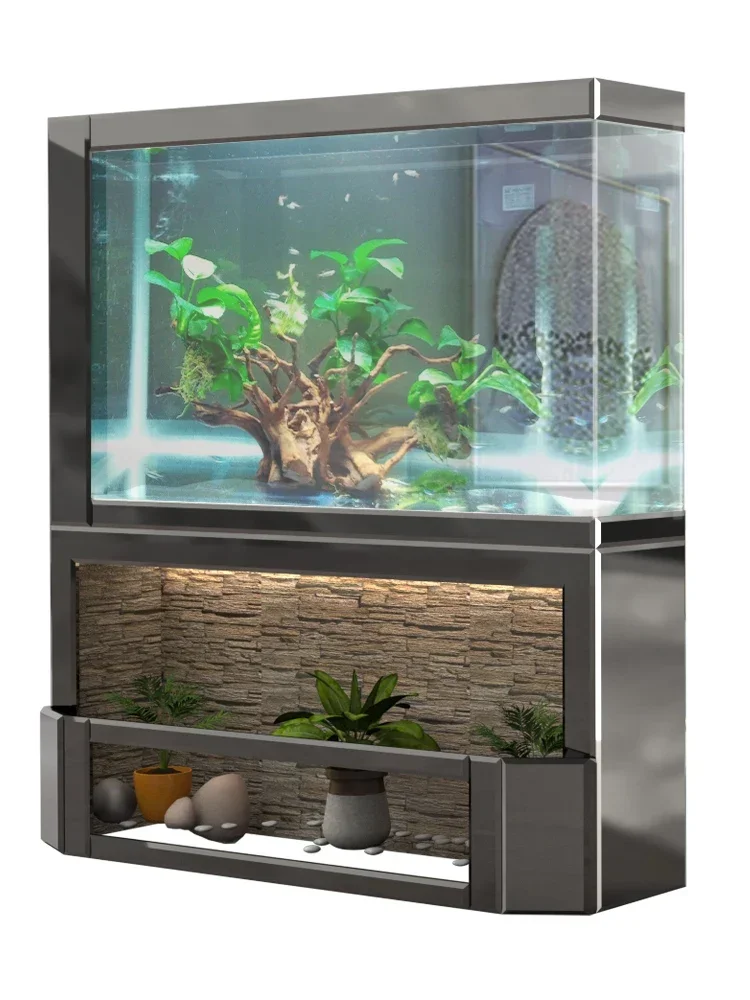 Fish Tank Large Living Room Water Curtain Wall Small Ultra White Glass Partition Screens Goldfish Turtle Jar 3 M Long Aquarium