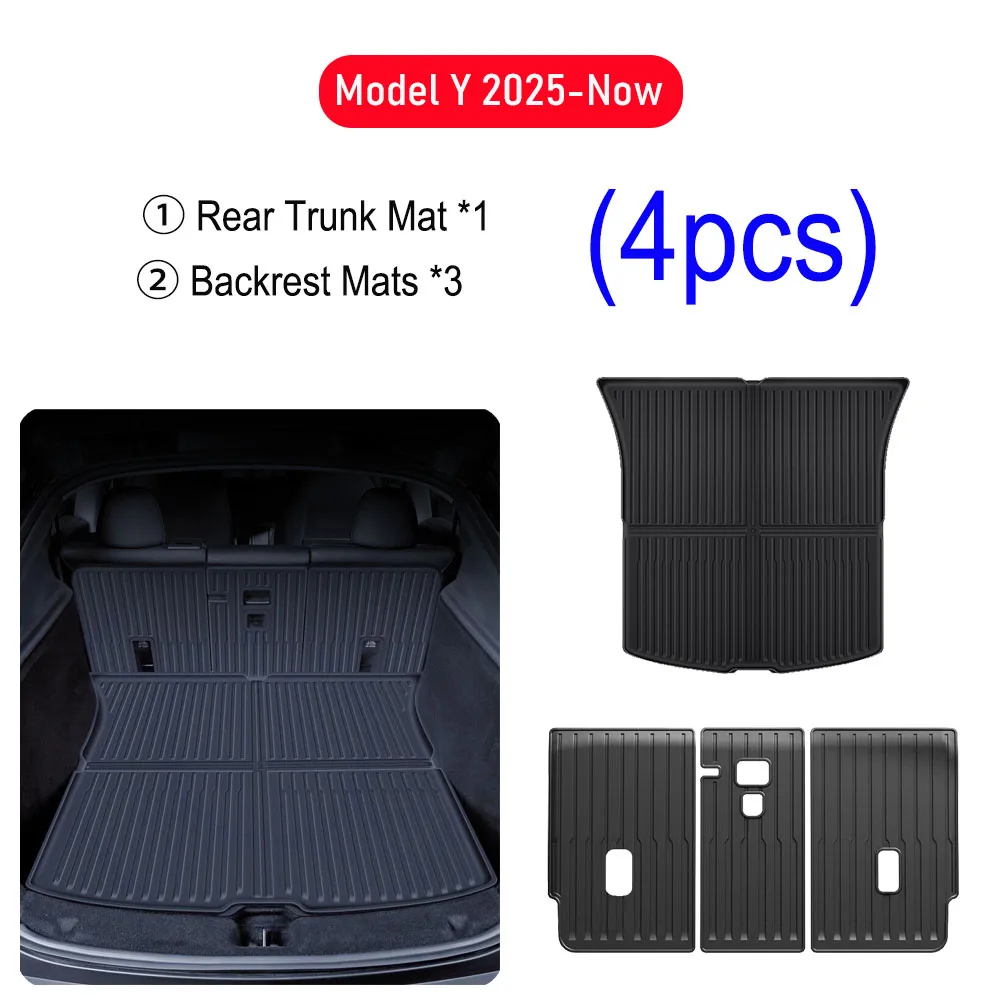 Tesla Model Y Juniper 2025 2026 voor- en achterbakmatten, kofferbakmat, zittingbeschermers, all-weather interieur accessoires - afbeelding 1