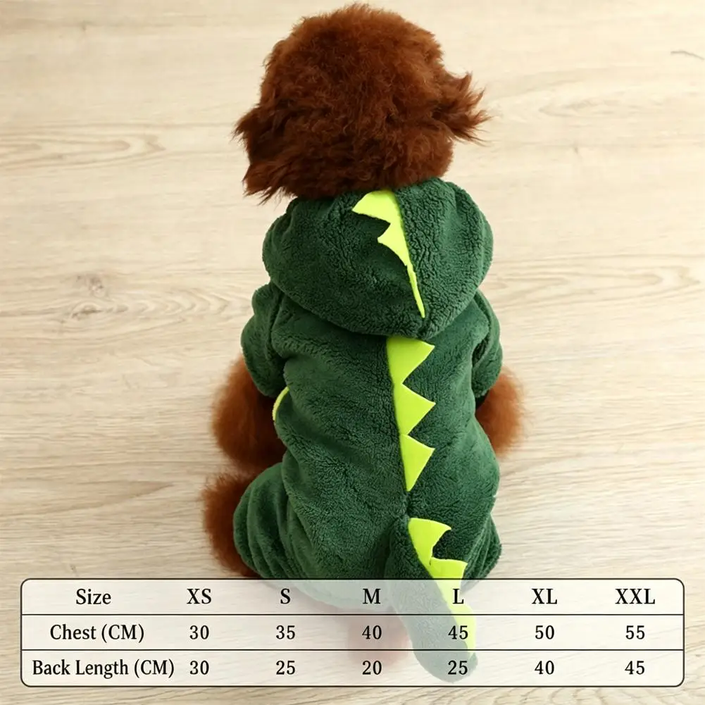 Dinosaurier-Hundekleidung, Fleece-Haustier-Overalls, Winter-Warm-Hundemantel, Jacke für Hunde, Kapuzenpullover, Kleidung für Chihuahua und Französische Bulldogge – Detail 1