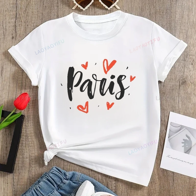 Romantic Paris, Paris Graphic Printed Women's Shirt, Women's Casual Everyday Streetwear, Spring/summer Fashion Cotton T-shirt