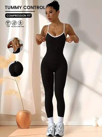 CZGUKE  Girls Pink Sports Jumpsuit Running One Piece Bodysuit Workout Rompers Women Overalls Sportswear Gym Fitness Yoga Suit