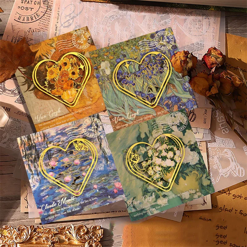 Heart Oil Painting Metal Bookmarks Exquisite Page Marker Cute Stationery Gift for Students School Prizes Back To School Rewards