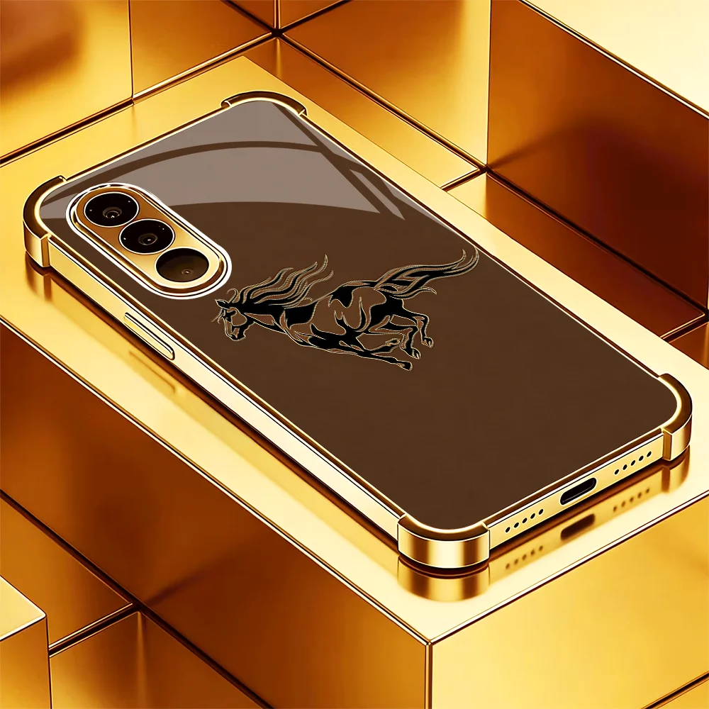 Noble Wild Galloping Horse Pattern Glass Phone Case for Samsung Galaxy S26 S25 S24 S23 S22 Ultra FE Plus Shock-Absorbing Cover