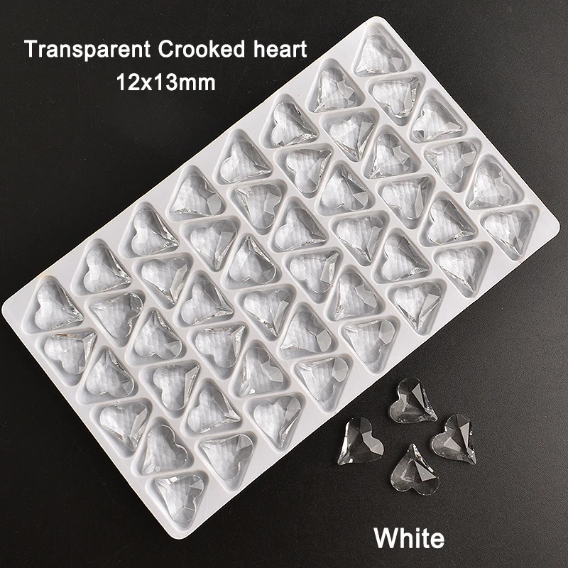 透明大曲がったピーチハートネイルアートラインストーン尖底クリスタルガラス混合色マニキュア DIY 装飾