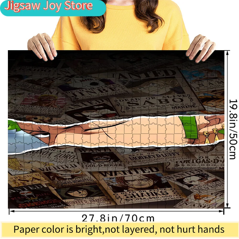 

Премиум-пазл из бумаги: Ророноа Зоро (One Piece) с коллажем из плакатов с розыскными объявлениями, высококачественный картонный пазл для веселого семейного досуга