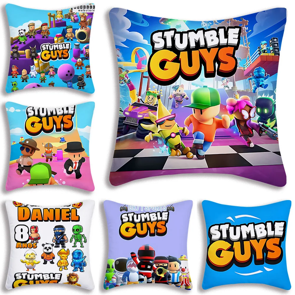 Pillow Covers HOT Game S-Stumble guys Cartoon Sofa Decorative Home Double-sided Printing Short Plush Cute Cushion Cover