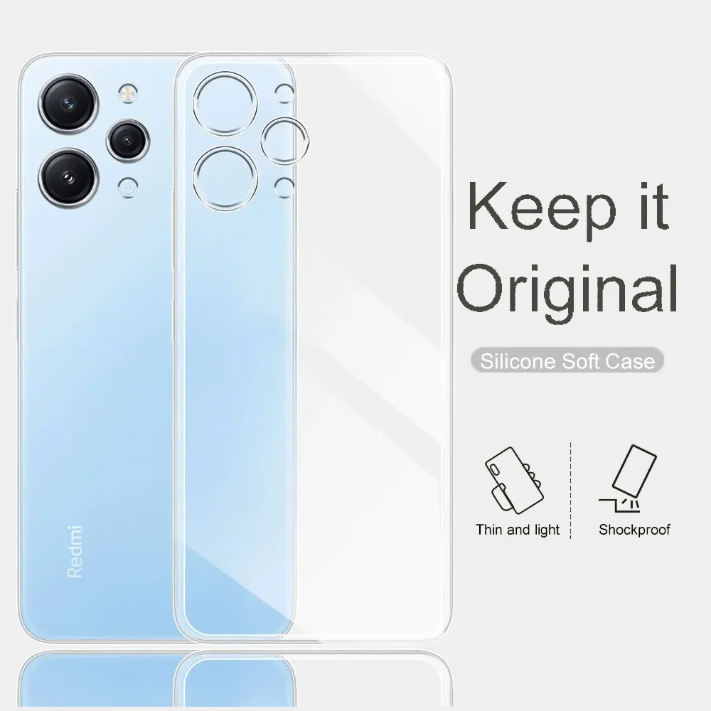 Transparent Silicone Soft Case For Xiaomi Redmi 13C 12C Note 12S 13 12 Pro 4G 5G Plus Pro+ Ultra Thin Clear Solid Color Shell