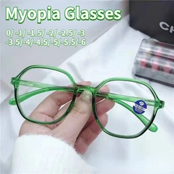 -1.0 To -6.0 Myopia Glasses for Man Prescription Women Brand Design Clear Lens Round Frame Transparent Black Brown Diopter Minus