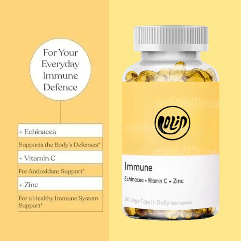 

Натуральная эхинацея, витамин С и цинк, поддержка здоровья иммунной системы, вегетарианская диета, 60 капсул