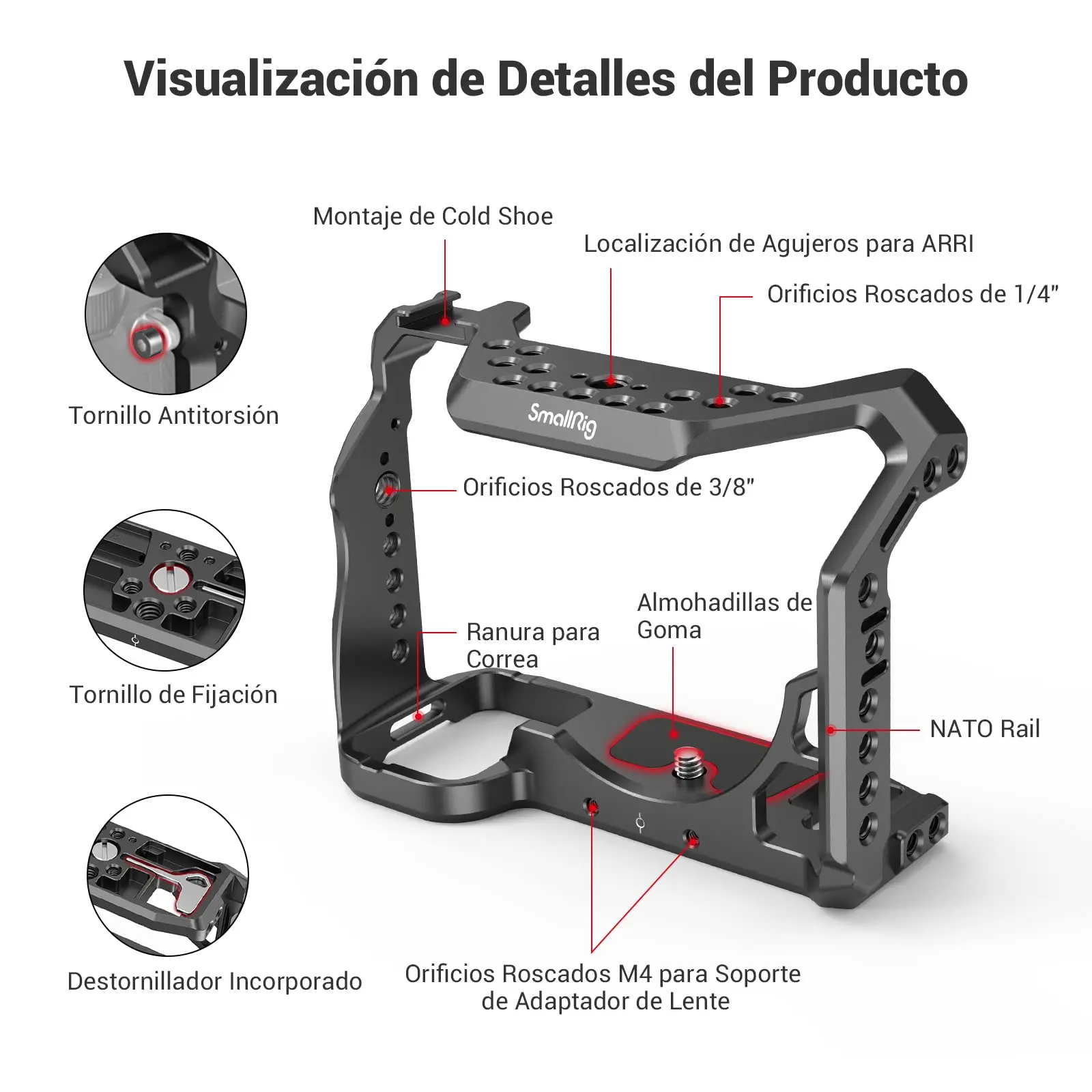 SmallRig Full Cage for Sony A7S III  / Alpha 7S III  / A7S III with Built-in NATO Rail & Cold Shoe Mount