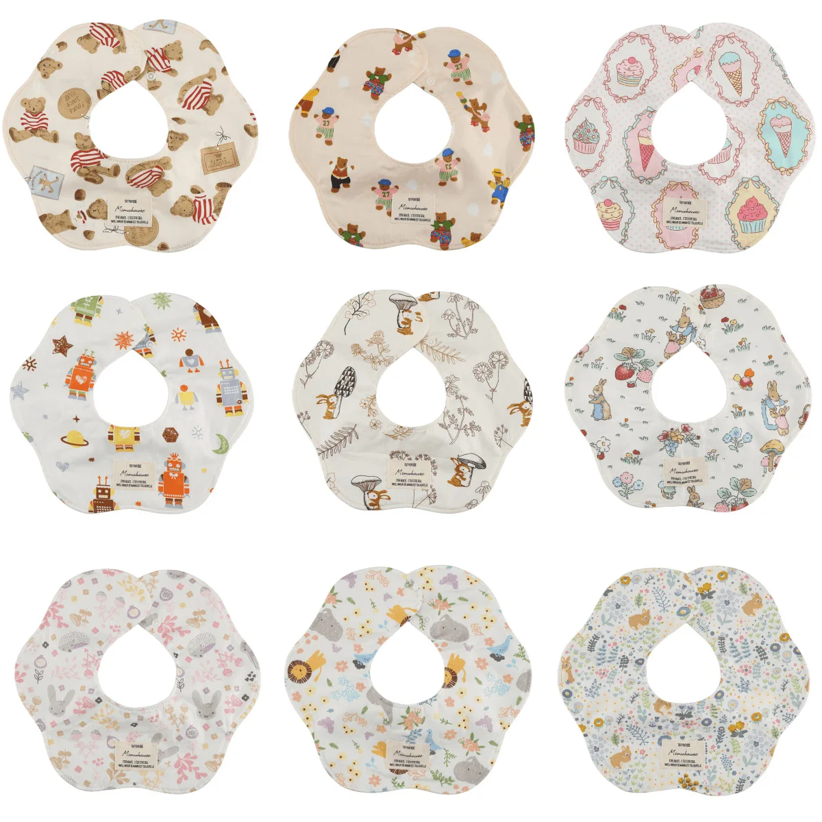 New Korean Style Baby Waterproof Petal Bibs Infants Cotton Feeding Saliva Towel Newborn Toddler Soft Burp Cloth For Cute Kid Bib