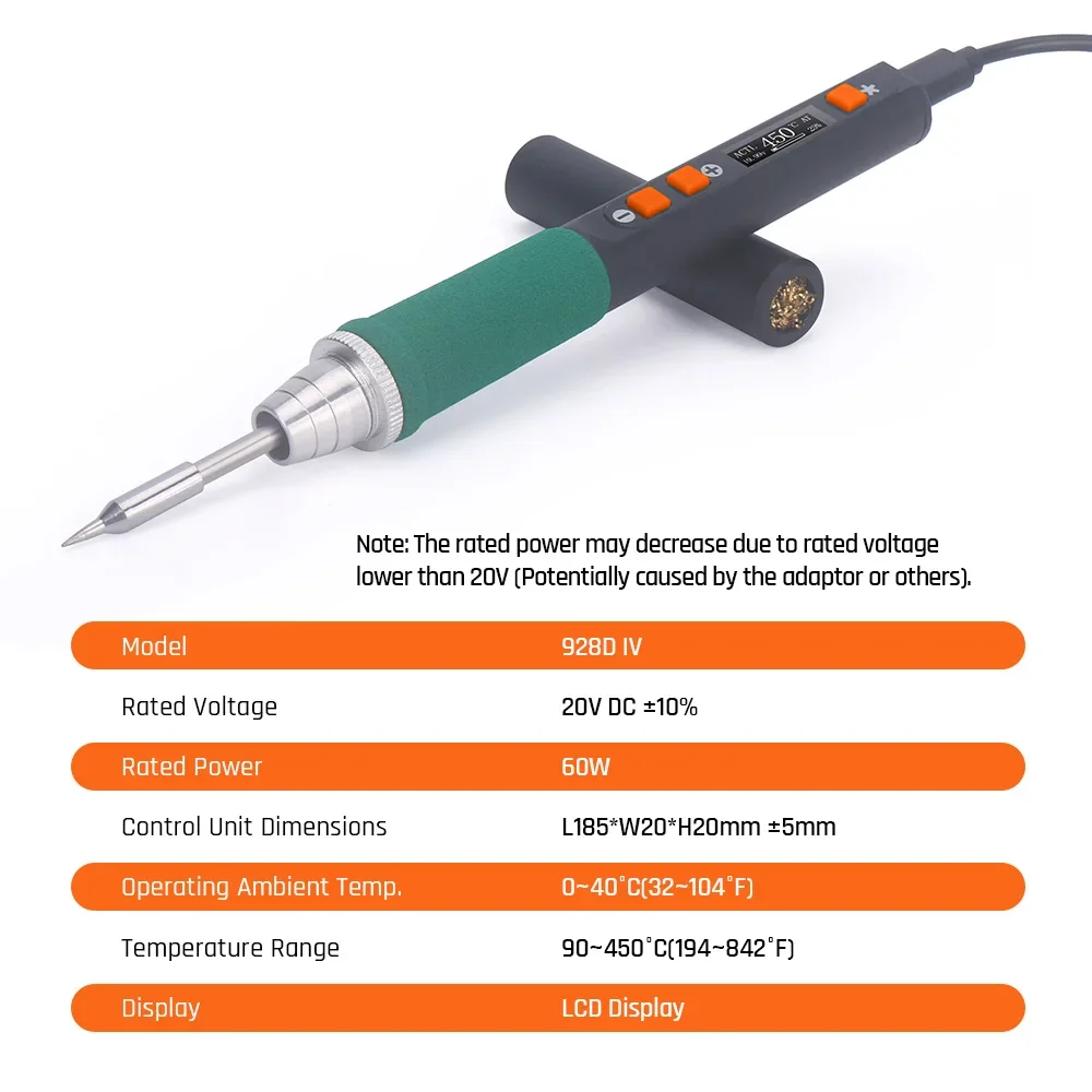محطة لحام Silverflo 928D-IV سريعة التسخين لحام lron 60 وات مكواة لحام كهربائية USB-C لحام دقيق