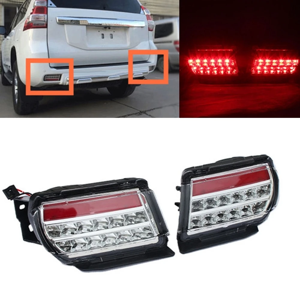 2 Pieces Car Rear Bumper LED Fog Lamp Brake Tail Bulb Signal Light For Toyota Land Cruiser Prado LC150 FJ150 4000 2700 2010-2017