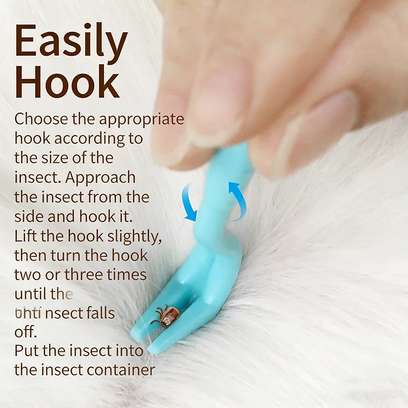 Pet Cleaning Tick Remover Hook Dog Flea Lice Catcher Tool Portable Insect Extract Tweezer Safe Parasite Removal Daily Care Suppl