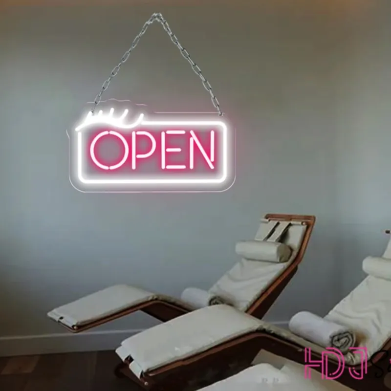 Lashes Open Neon Sign Beauty Salon Neon Sign Nail Salon Wall Decoration Neon Lights Led Sign Makeup Store Open Sign Wall Decor