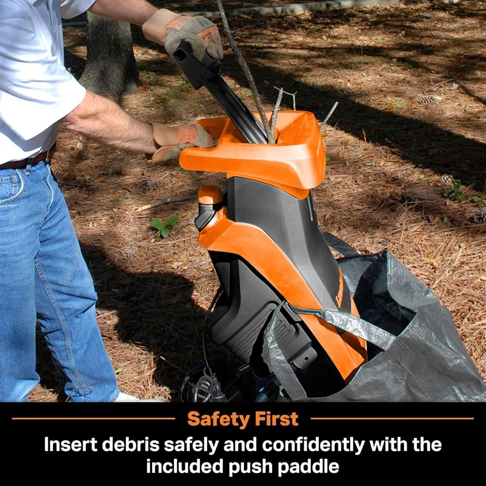 Electric Wood Chipper Shredder 15-Amp 1.5-Inch Cutting Diameter Max 10:1 Reduction EASY TO OPERATE