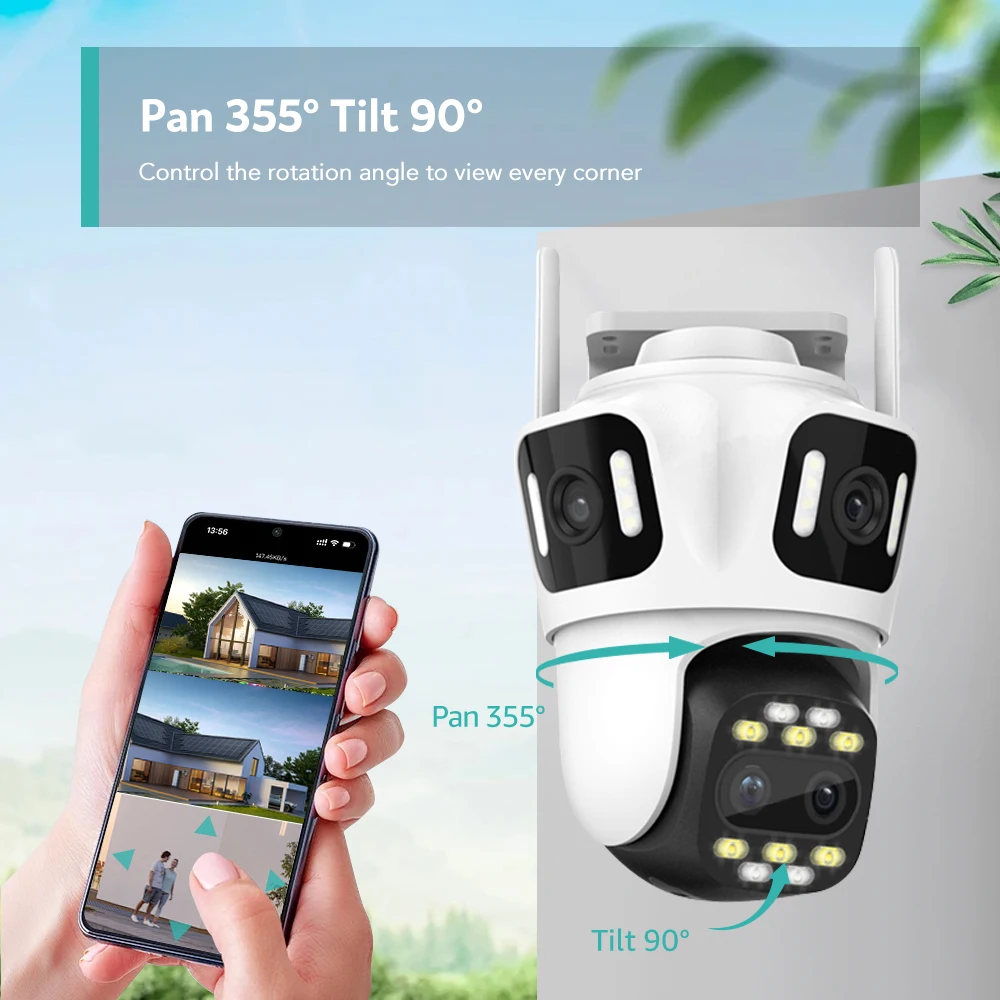 Telecamera Di Sicurezza WiFi SmartCam 4K PTZ – Visione Notturna, Inseguimento Automatico