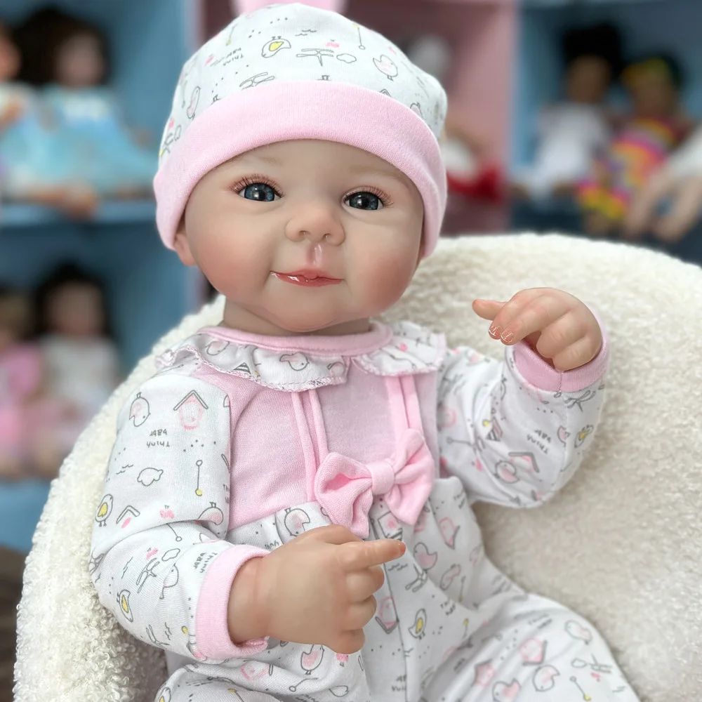 18-inch Vinyl Reborn Doll | Floral Outfit, Exquisite Blue Eyes, Cute Expression, Realistic Skin, Poseable, Gift Box - Keepsake,